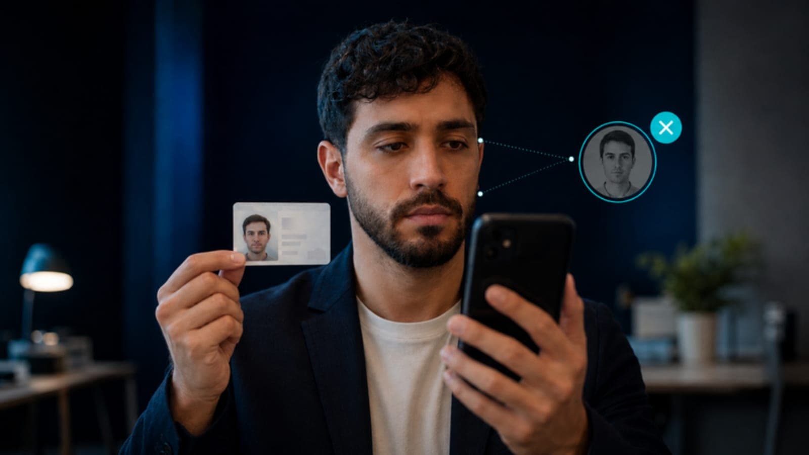 Comparación facial que detecta que el rostro capturado no coincide con la fotografía del documento